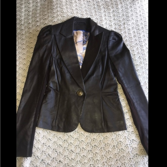 LEIFSDOTTIR LEATHER JACKET BROWN BLAZER - Picture 1 of 7